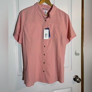 Nepallo NWT Light Pink Button Down 100% Polyester Size Large
